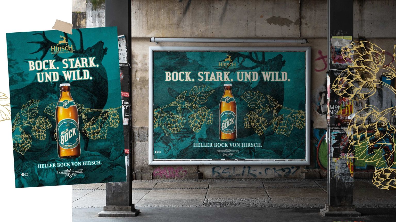 Hirsch Markenkommunikation. Werbeposter Heller Bock.