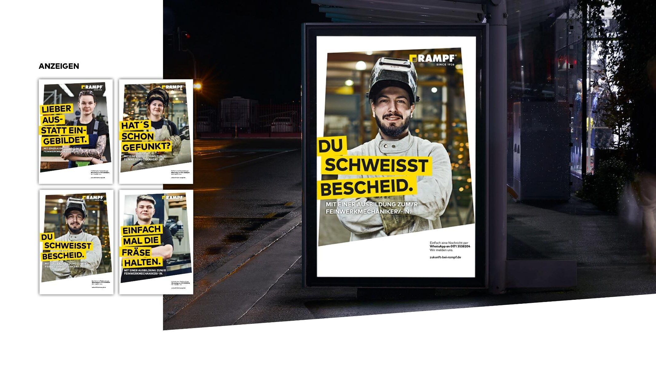 Azubikampagne Rampf. Werbematerialien.