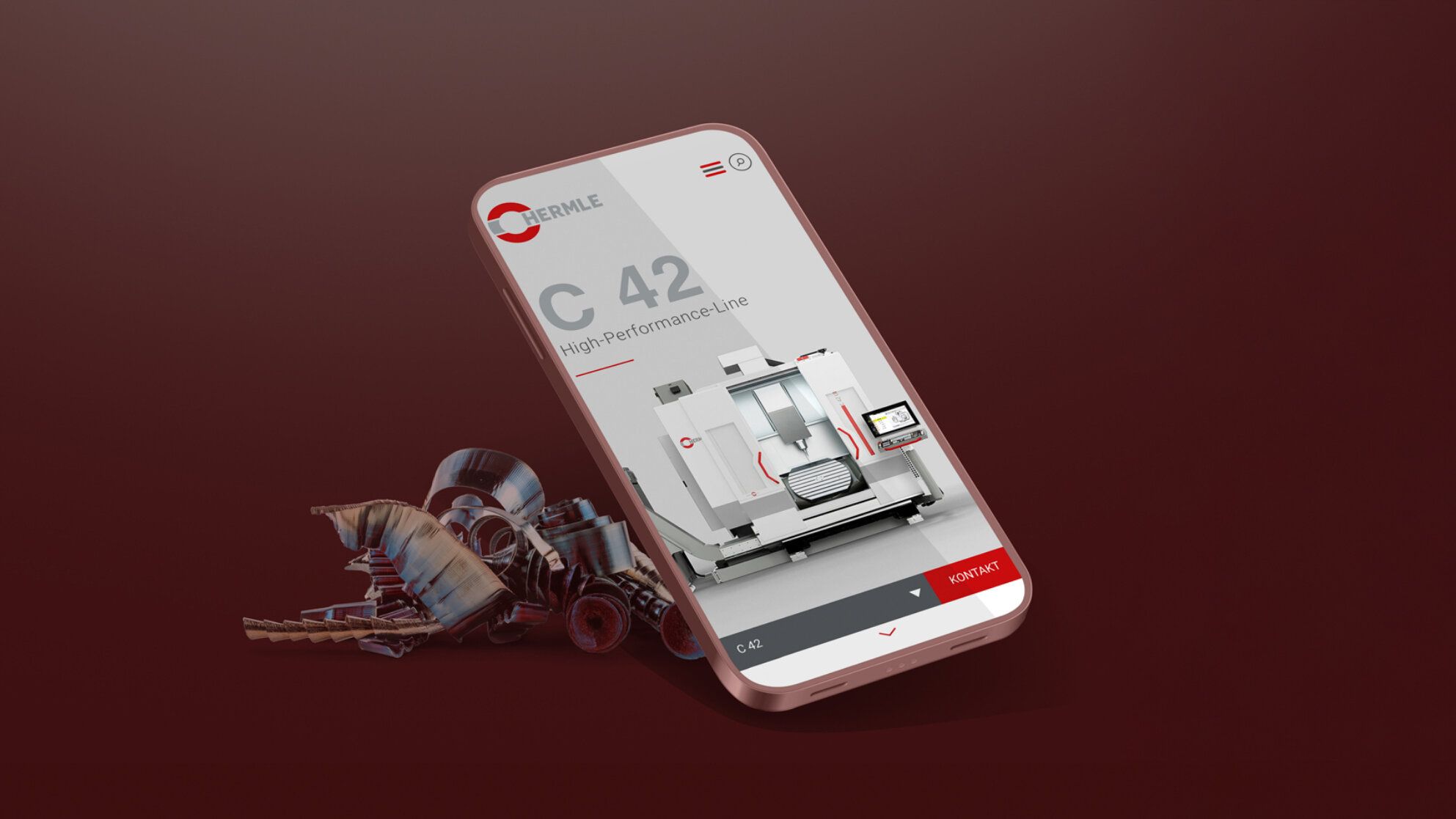 Schindler Parent Hermle Website Relaunch mobile Ansicht.