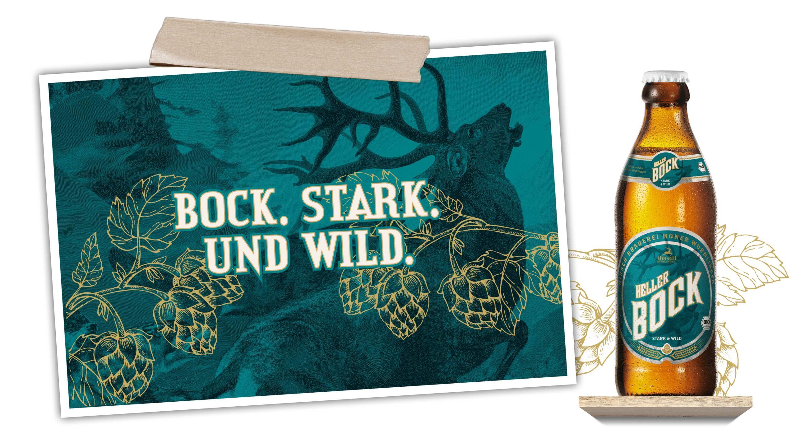 Hirsch Markenkommunikation, Flaschendesign Heller Bock.
