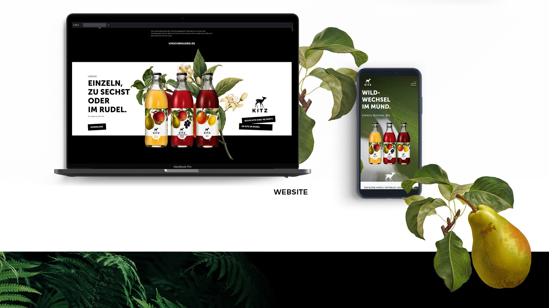 Einführungskampagne für Kitz. Webauftritt Laptop und Smartphone.