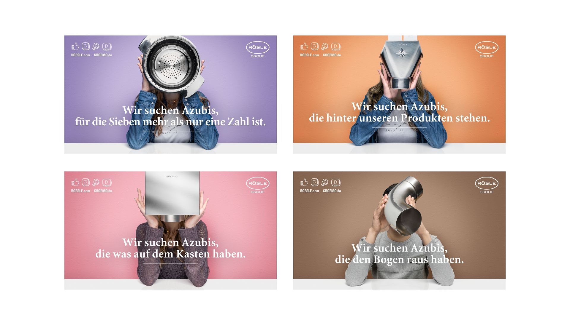 Rösle Azubikampagne: 4 Hauptdesigns.